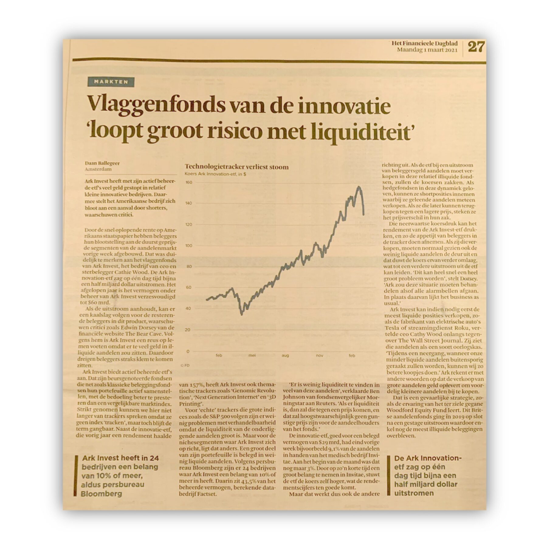 Vlaggenfonds van de innovatie 'loopt groot risico met liquiditeit'.